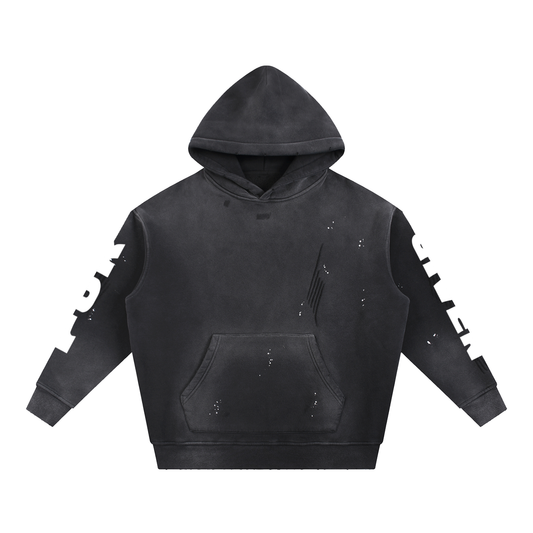 Vintage Washed Frayed Fleece Hoodie