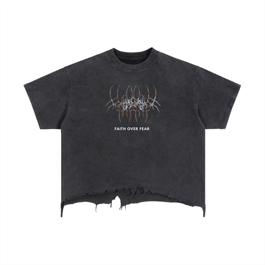 Vintage Wash Boxy Faith over fear Tee