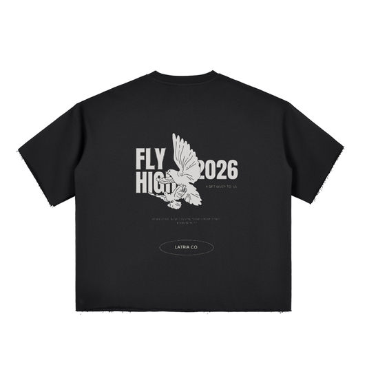 Boxy Half-Sleeve Raw-Edge Holyspirit T-Shirt